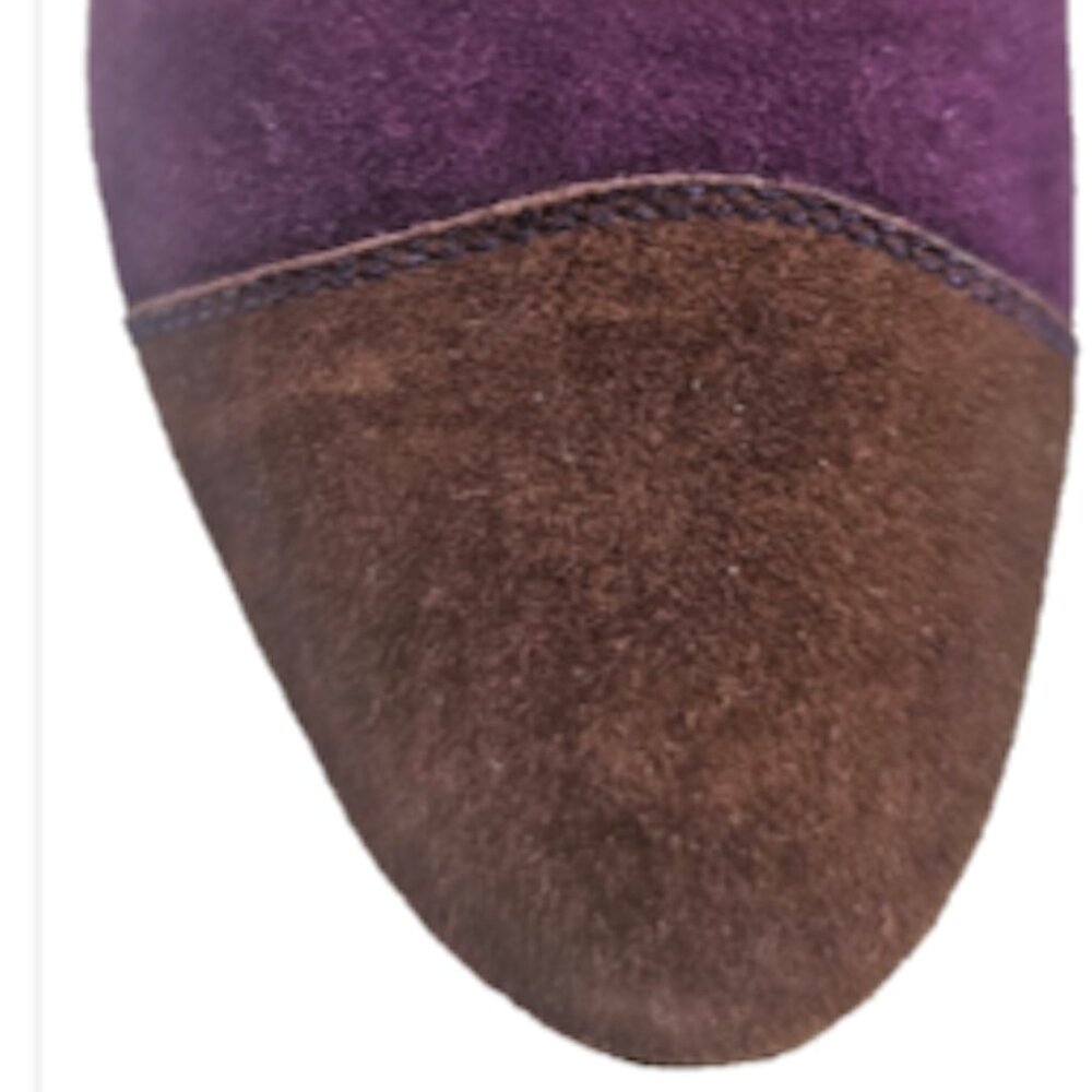 Salvatore Ferragamo Purple Brown Suede Flats Size 5B